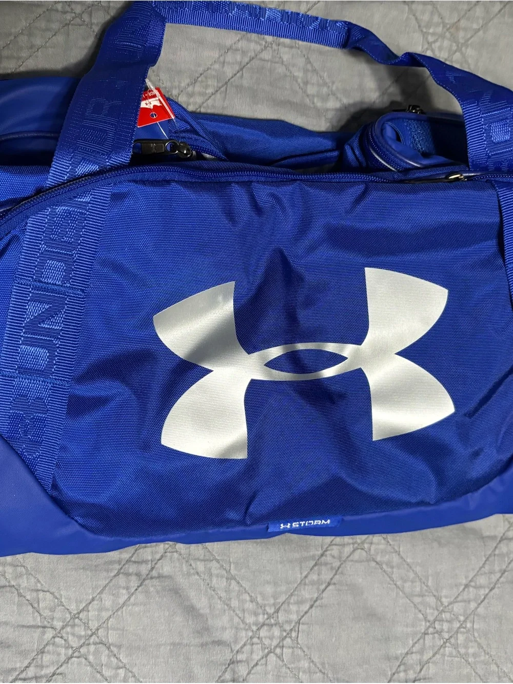 Under Armour Blue Duffel Bag with Silver Logo